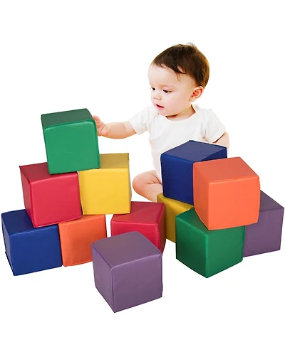 Gymax -Piece 8'' Pu Foam Big Building Blocks Colorful Soft Blocks Play Set For Kids