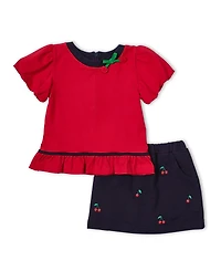 Florence Eiseman Toddler Girls Bubble Sleeve Top With Cherries