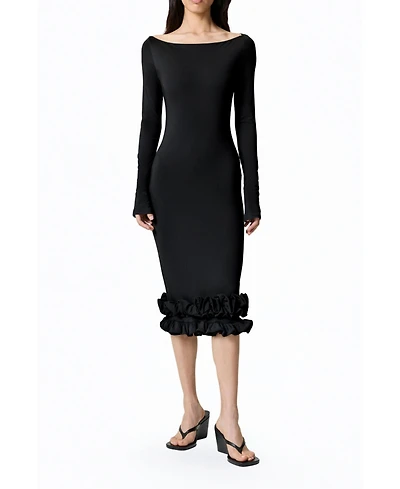Nocturne Women's Jersey Maxi Dress with Ruffle Detail