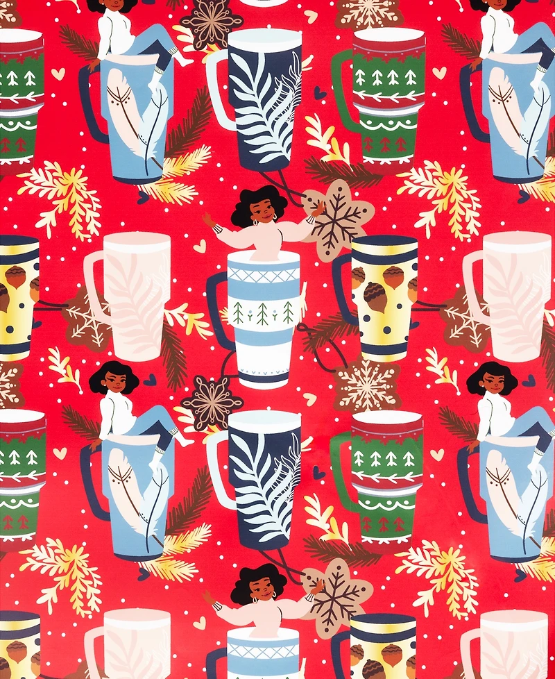 Black Paper Party Holly Mug Gift Wrap