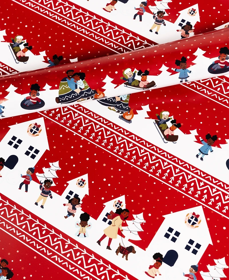 Black Paper Party Snowy Stripe Gift Wrap
