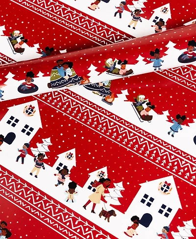 Black Paper Party Snowy Stripe Gift Wrap