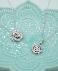 Diamond Double Halo 18" Pendant Necklace (1/4 ct. t.w.) in Sterling Silver, Created for Macy's