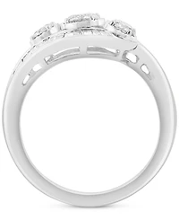 Effy Diamond Round & Baguette Triple Stone Swirl Ring (1 ct. t.w.) in 14k White Gold