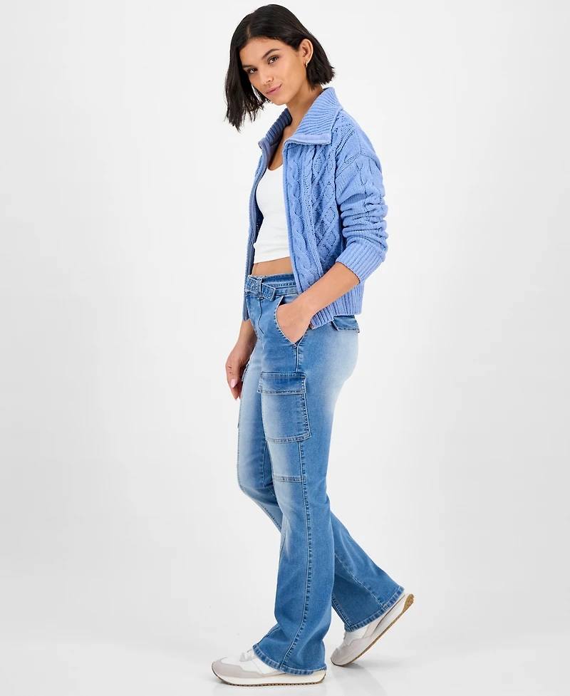 Madden Girl Juniors' Belted Cargo Bootcut Jeans