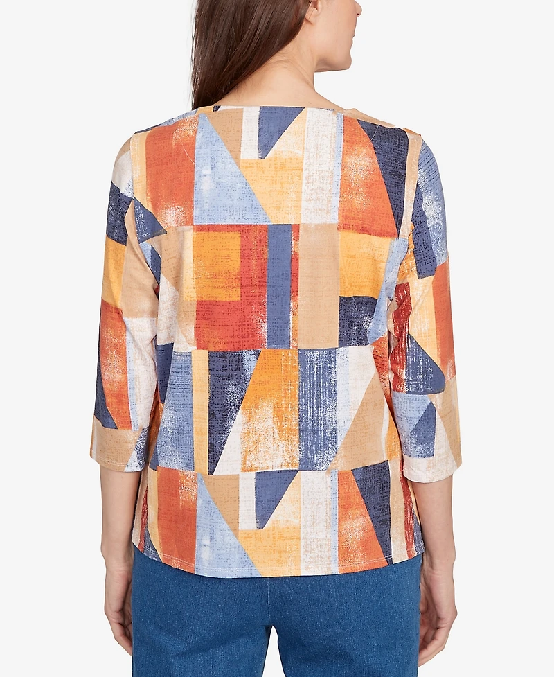 Alfred Dunner Petite Detailed Neckline Top