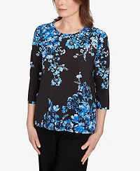 Alfred Dunner Petite Floral Asymmetric Top