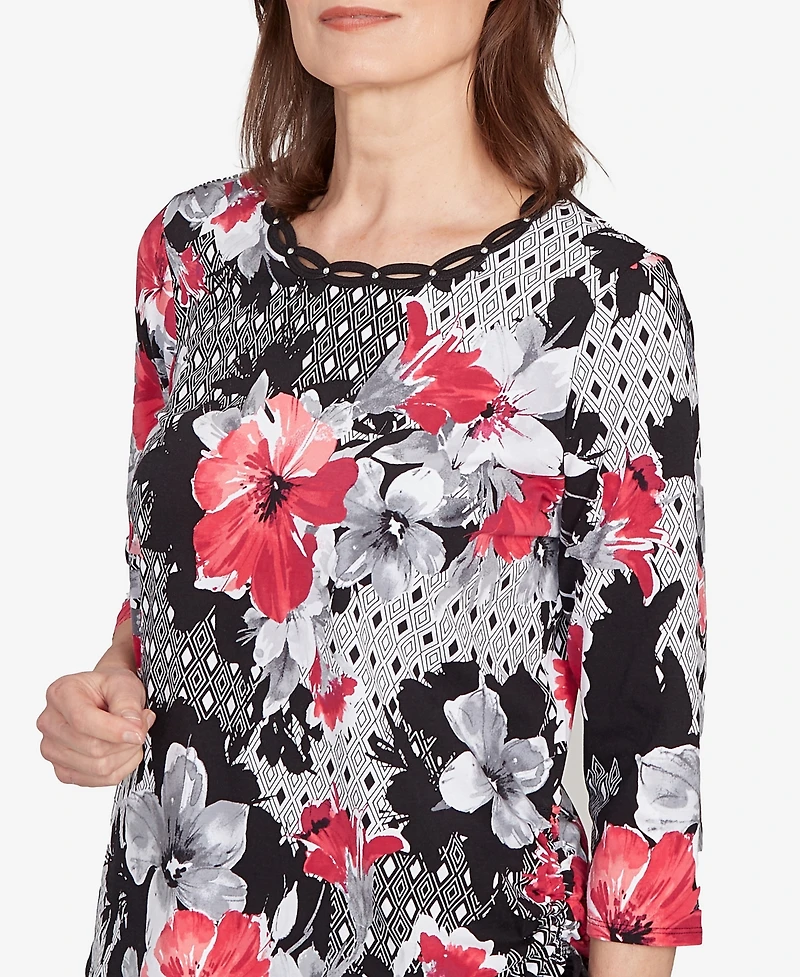 Alfred Dunner Petite Patchwork Floral Top