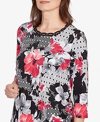 Alfred Dunner Petite Patchwork Floral Top