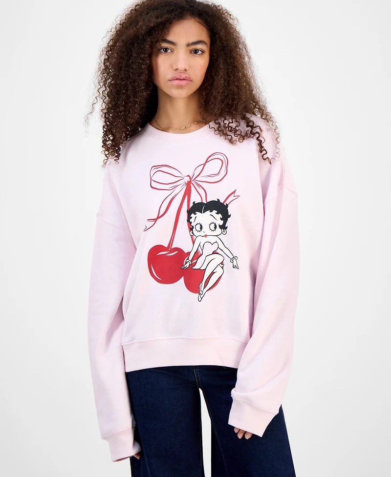 Grayson Threads, The Label Juniors' Betty Boop Cherry Graphic Sweatshirt