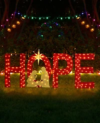 Glitzhome Lighted Fabric Christmas 2D Nativity Hope Polyethylene Lighting Decor, Set of 4