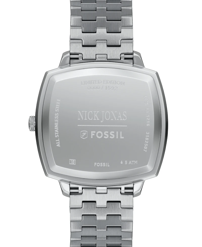 Fossil Unisex Nick Jonas x Machine Luxe Aventurine Silver-Tone Stainless Steel Watch, 37mm