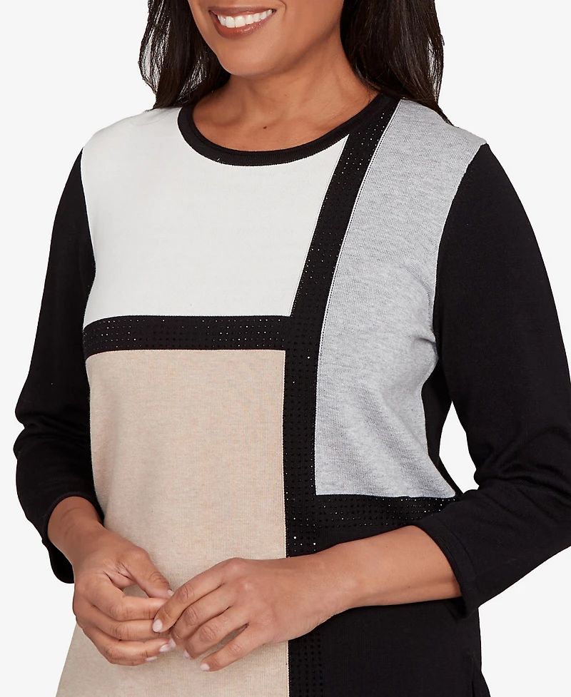 Alfred Dunner Petite Classic Long Sleeve Sweater