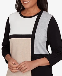 Alfred Dunner Petite Classic Long Sleeve Sweater