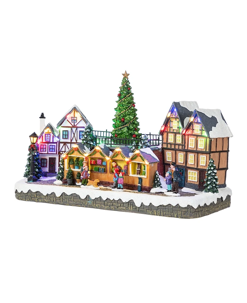 Glitzhome 15.25" Christmas Oversized Resin Lighted Village