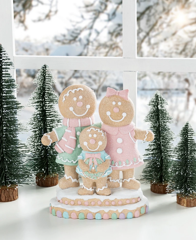 Glitzhome 10.25" Resin Christmas Gingerbread Man Family Figurine