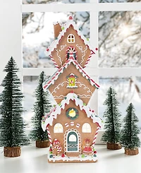 Glitzhome 18.5" Lighted Resin Christmas Gingerbread House Figurine