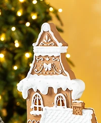 Glitzhome 17.75" Lighted Resin Christmas Gingerbread House Figurine