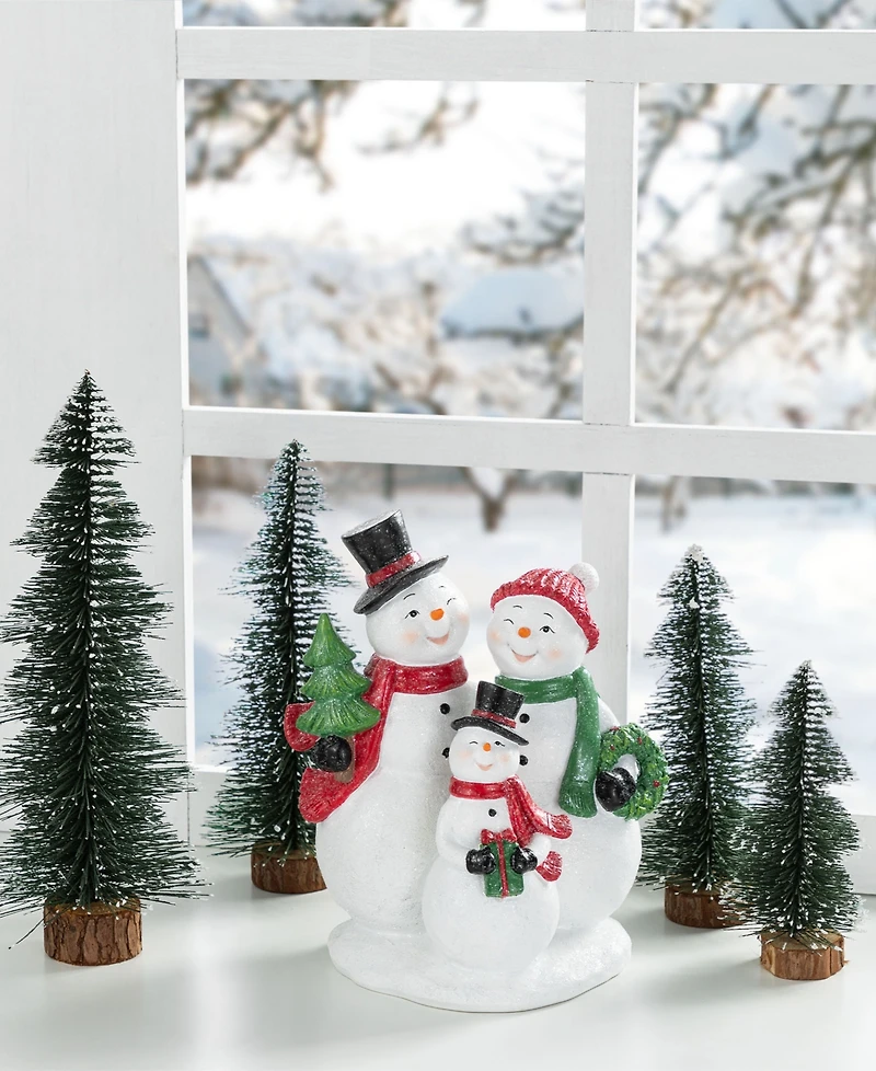 Glitzhome 10.25" Resin Christmas Snowman Family Figurine