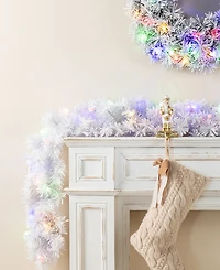 Glitzhome 6 ft Pre-Lit Snow Flocked Pine Christmas Garlands, Set of 2