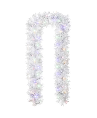 Glitzhome 9 ft Pre-Lit Snow Flocked Pine Christmas Garland
