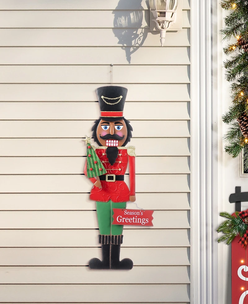 Glitzhome 36" Metal Christmas African Nutcracker Yard Stake