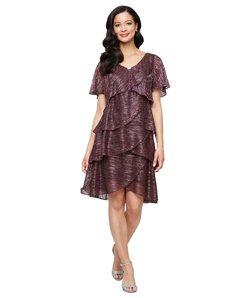 Sl Fashions Tiered Shimmer Shift Dress
