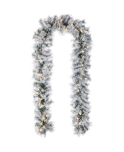 Glitzhome 9 ft Pre-Lit Snow Flocked Pine Christmas Garland
