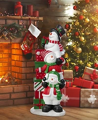 Glitzhome 35.25" Resin Christmas Stacked Snowman Porch Decor