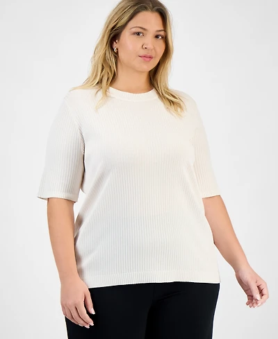 Jones New York Plus Sutton Short-Sleeve Crewneck Top