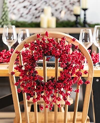 Glitzhome Plastic Christmas Mini Berries Wreaths, Set of 2