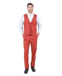Stacy Adams Men's Solid Textured 3-Piece Jacket With Solid Vest And Pants Suit Notch Lapel