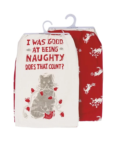 Primitives by Kathy I Was Good at Being Naughty Does That Count Kitchen Towel Set