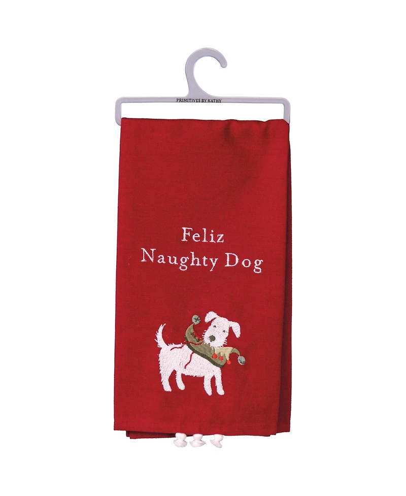 Primitives by Kathy Feliz Naughty Dog Kitchen Towel