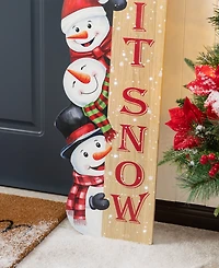 Glitzhome 41.75" Lighted Wooden Christmas Let It Snow Stack Snowman Porch Decor