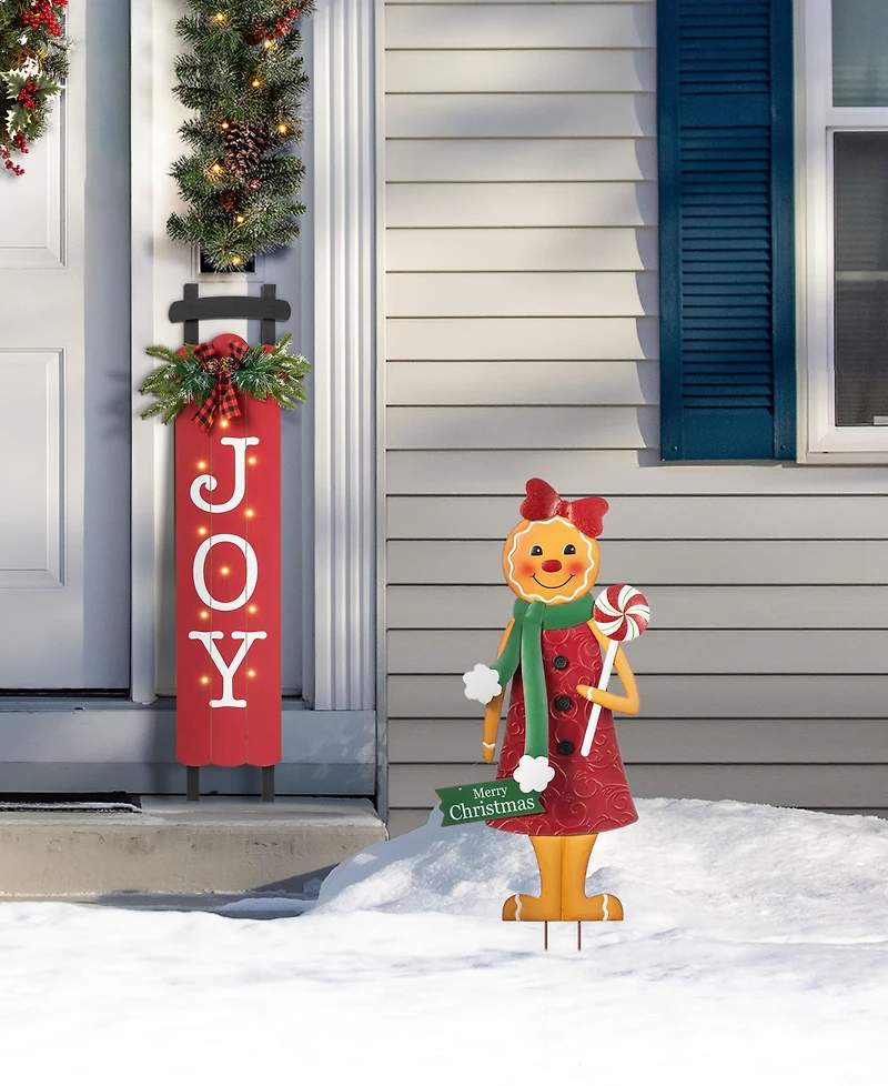 Glitzhome 36" Metal Christmas Gingerbread Man Yard Stake
