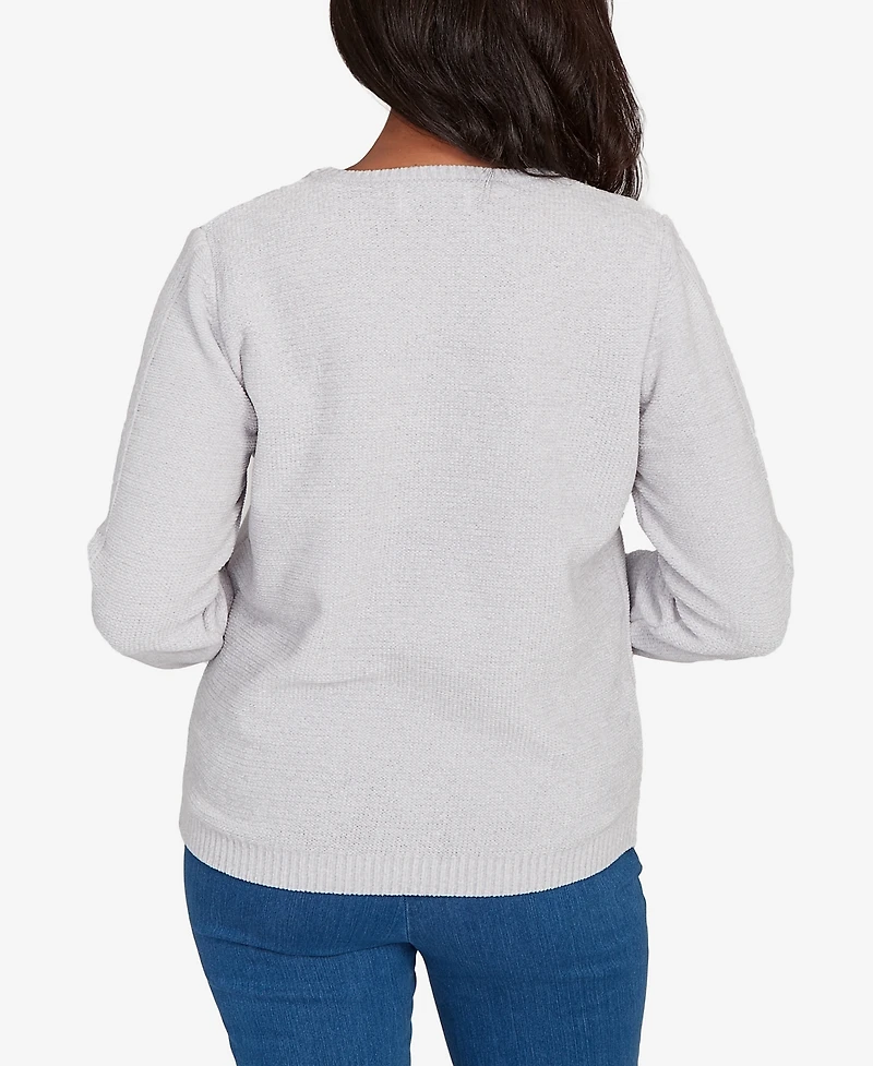 Alfred Dunner Petite Chenille Pullover Sweater