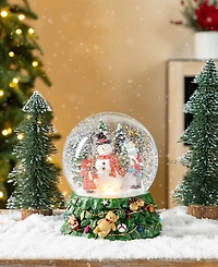 Glitzhome 150mm Lighted Resin Christmas Musical Snowflakes Snowman Water Globe