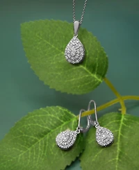 Diamond Teardrop Cluster Drop Earrings (1/4 ct. t.w.) in Sterling Silver, Macy's Exclusive