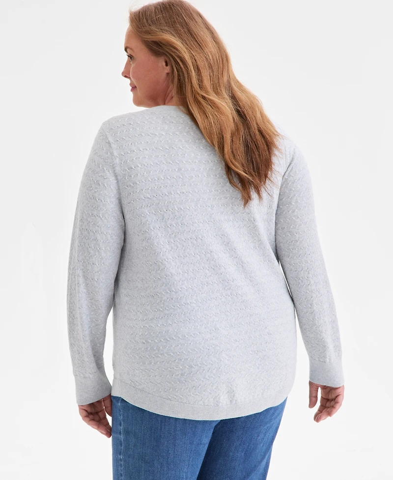 Style & Co Plus Solid Crewneck Sweater, Macy's Exclusive