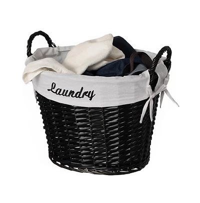 Wickerwise Handwoven Laundry Basket with Liner & Handles - Boho Decorative Storage Hamper for Clothes Blankets Pillows and Towels