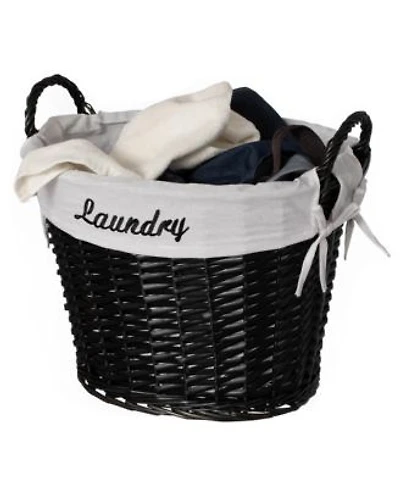 Wickerwise Handwoven Laundry Basket With Liner Handles Boho Decorative Storage Hamper For Clothes Blankets Pillows Towels Ideal For Laundry Room Bathroom Bedroom Living Room Brown