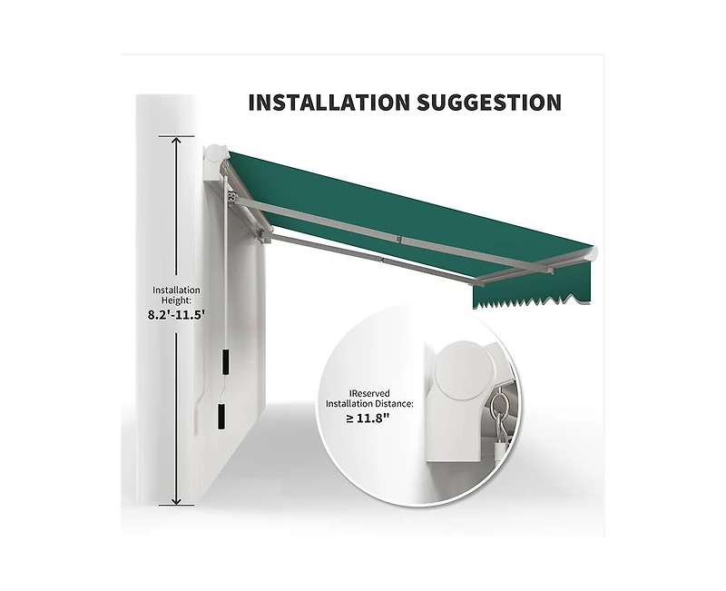 Outsunny 13' x 8' Manual Retractable Awning Sunshade Shelter,