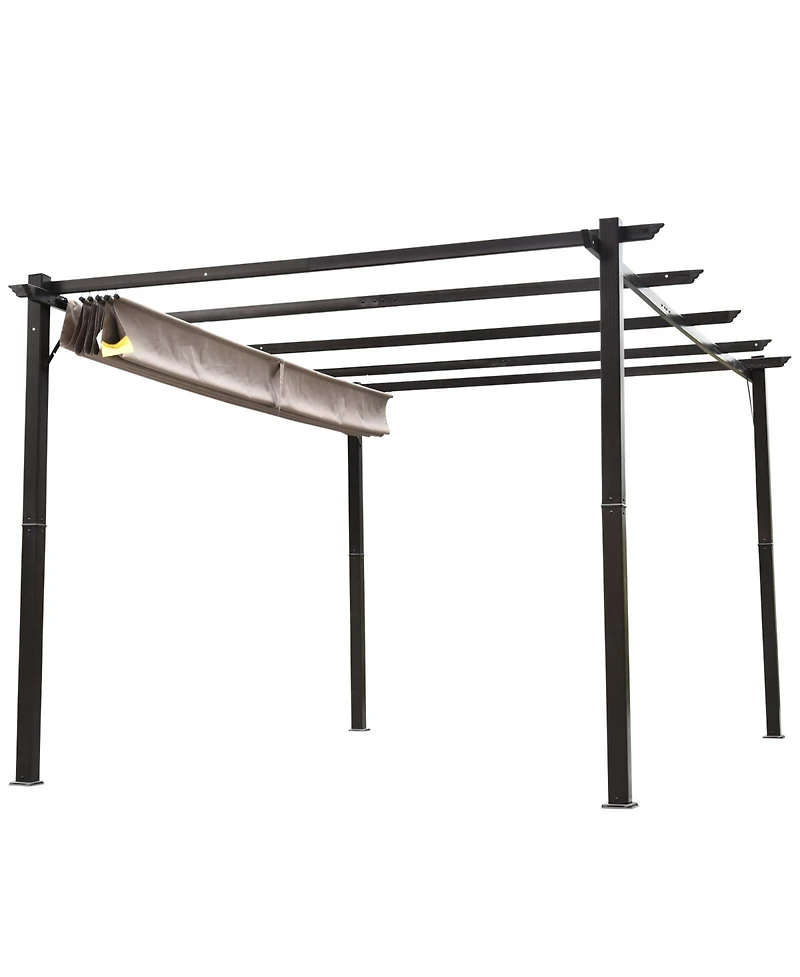 Outsunny 10' x 13' Pergola with Retractable Shade Canopy, Aluminum