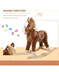 Qaba Kids Ride on Rocking Horse Toddler Plush Toy,