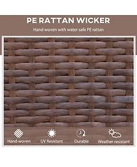 Outsunny Wicker Rocking Chair, Outdoor Rocker w/ Cushions, Wine