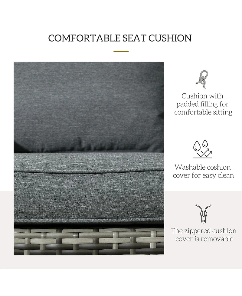 Outsunny Patio Wicker Adirondack Chair with Soft Cushions,
