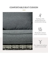 Outsunny Patio Wicker Adirondack Chair with Soft Cushions,