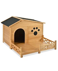Streamdale Furniture 48" Wooden Dog House with Porch & Fencing
