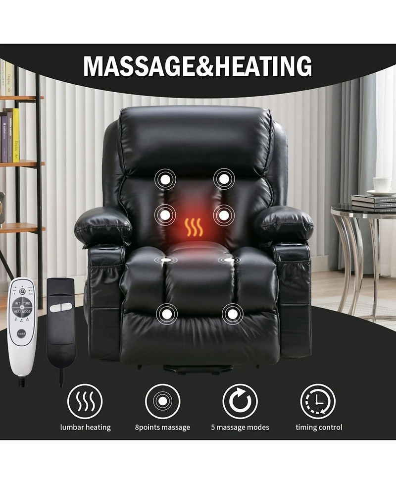 Streamdale Furniture Electric Massage Lift Chair w/ Heat & Vibration Usb Black